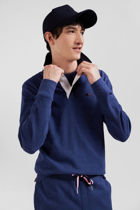 Regular navy long-sleeved cotton rugby shirt with bow tie details - Image 3