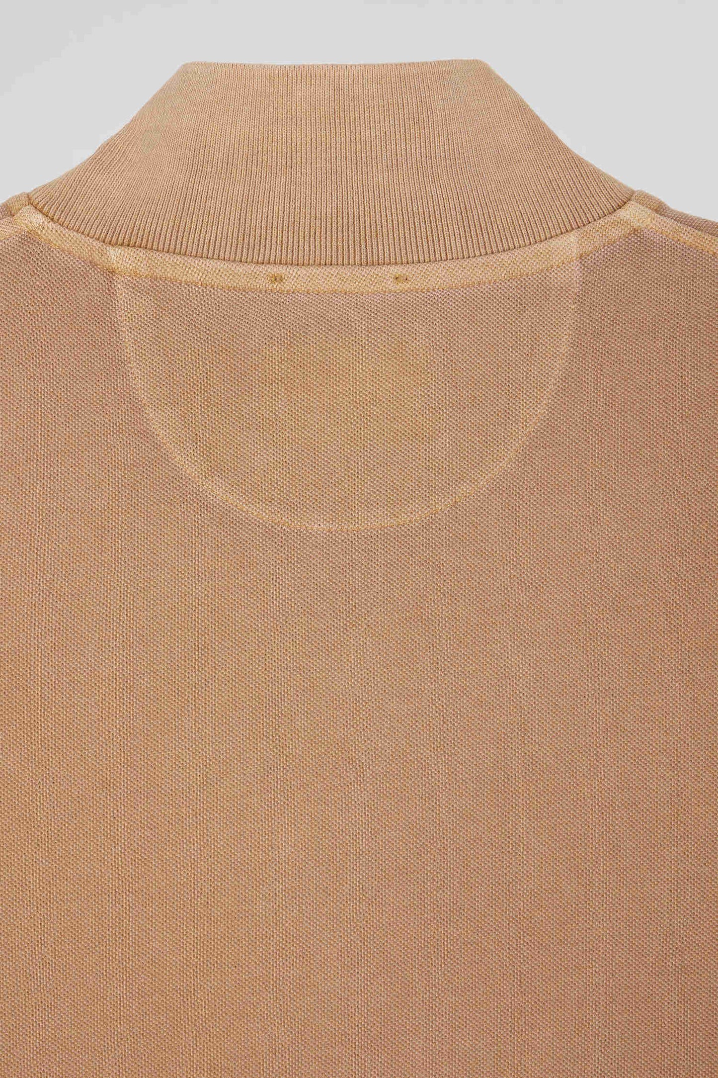 Unisex short-sleeve polo shirt in overdyed hazelnut cotton pique Oversized cut