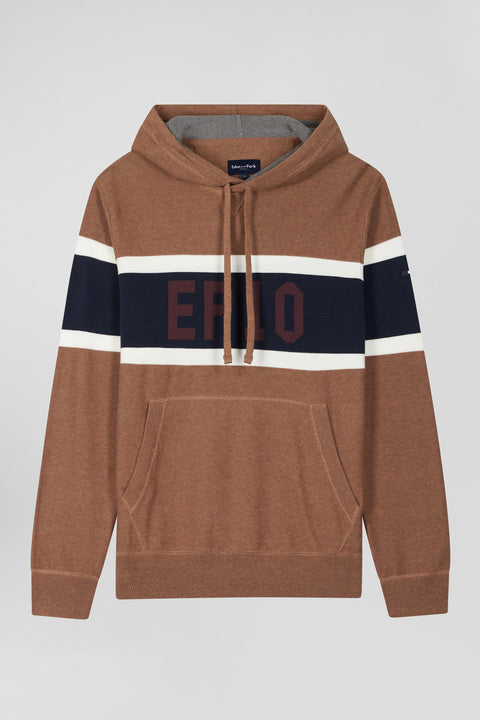 Hooded sweater in jacquard hazelnut cotton EP10 Regular fit - Image 2