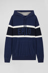 Regular dark blue hooded jumper with EP10 jacquard