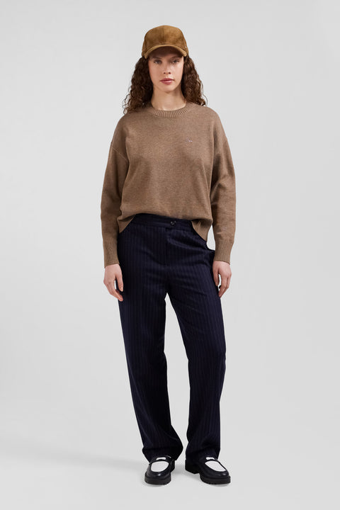 Relax brown wool and cotton crew neck jumper - Image 1