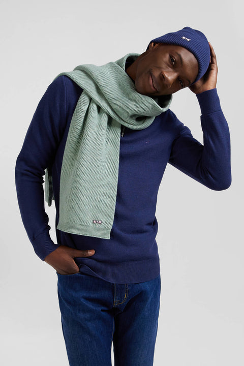 Regular dark blue cotton semi-zipped jumper - Image 3