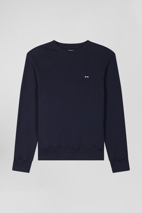 Regular navy brushed cotton fleece sweatshirt - Image 2