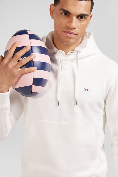 Regular ecru brushed cotton fleece hoodie - Image 3