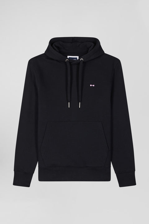 Regular black brushed cotton fleece hoodie - Image 2