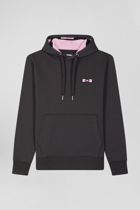 Regular brown brushed cotton fleece hoodie with Eden Park embroidery - Image 2