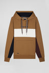 Colorblock hooded sweatshirt in hazelnut cotton Relaxed fit