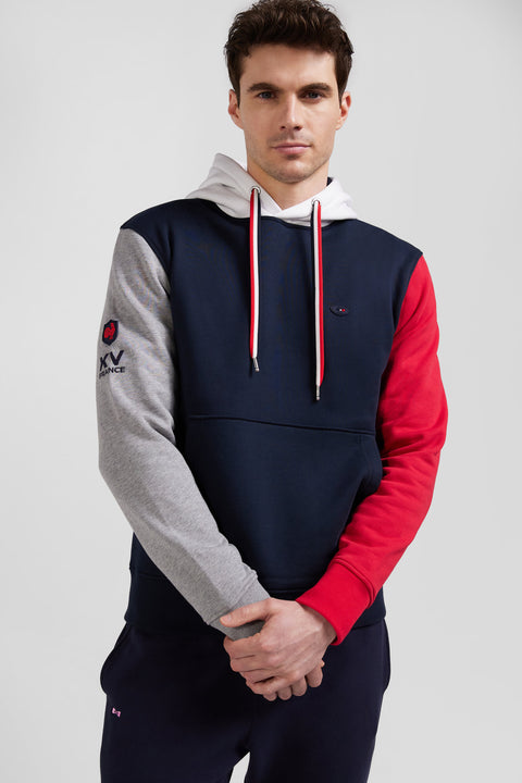 Regular navy colorblock XV de France cotton hoodie - Image 3