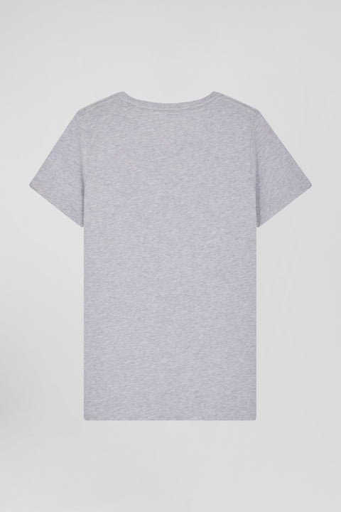 Regular women's grey short-sleeved cotton T-shirt - Image 2