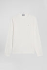 Slim ecru long-sleeved cotton T-shirt