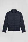 Navy blue long-sleeved high collar down jacket