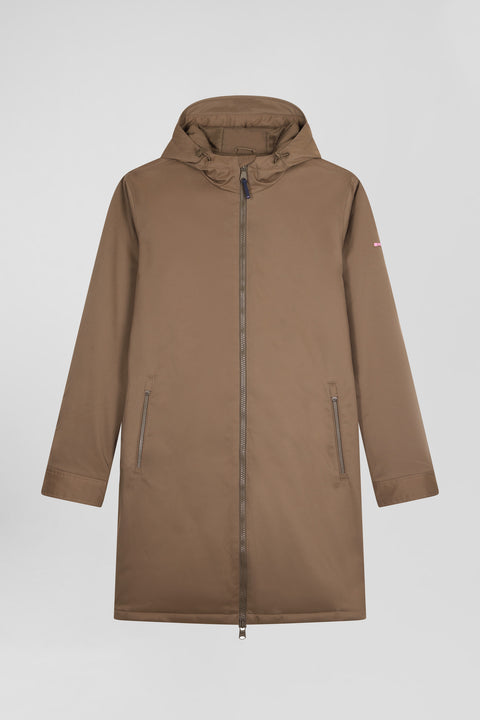 Brown long hooded nylon parka - Image 2