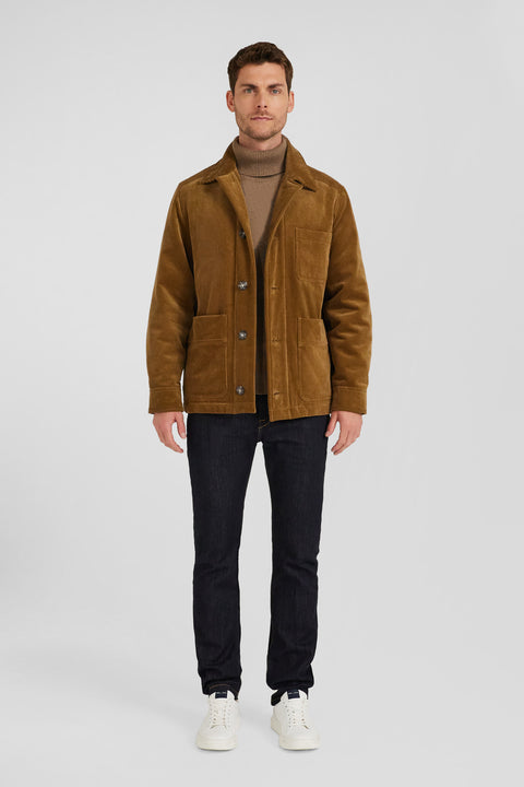 Hazelnut cotton blend check overshirt - Image 1