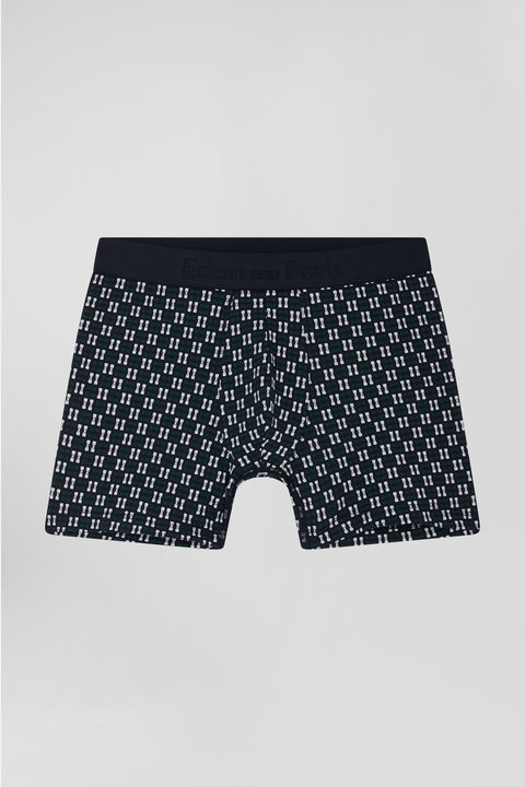 Green stretch cotton boxers with micro patterns - Image 1