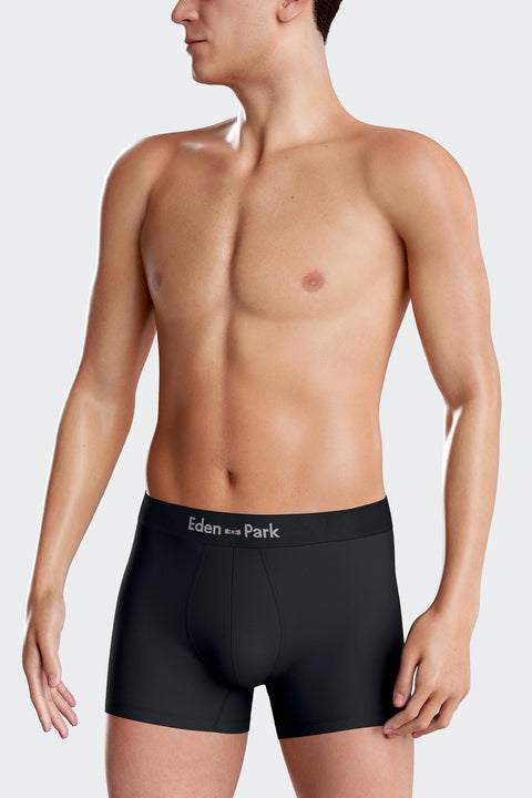 Set of 2 navy blue solid and micro pattern stretch cotton boxers - Image 3