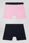 Set of 2 navy blue and pink stretch cotton boxers