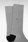 Grey cotton blend socks with navy reinforcements