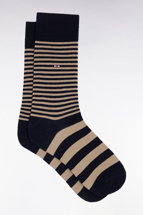 Navy cotton blend striped socks - Image 1