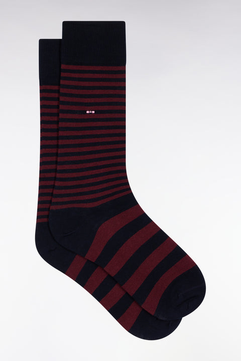 Striped burgundy cotton blend socks - Image 1