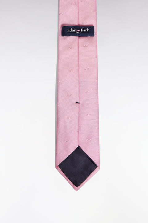 Pink silk tie with micropatterned bow tie - Image 2