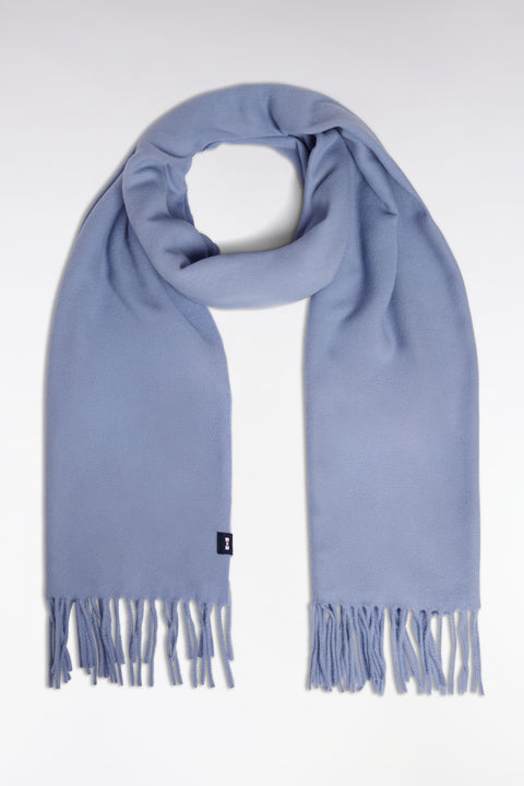 Fringed scarf in virgin sky wool - Image 1
