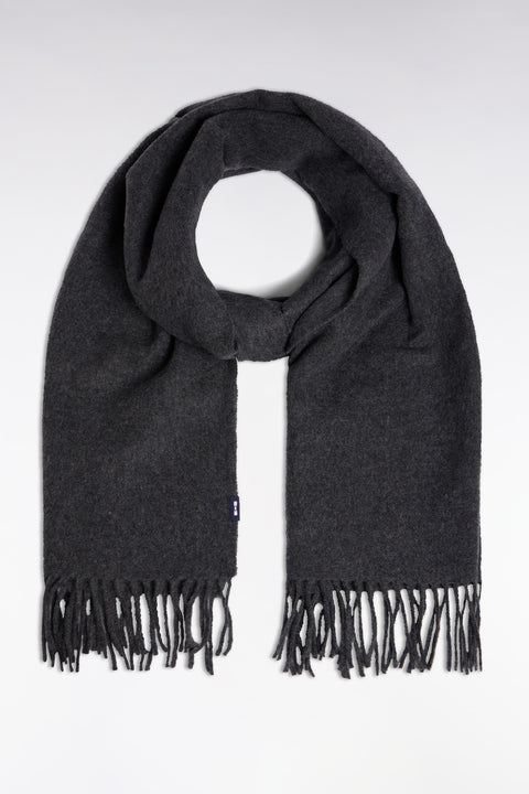 Grey virgin wool fringed scarf - Image 1