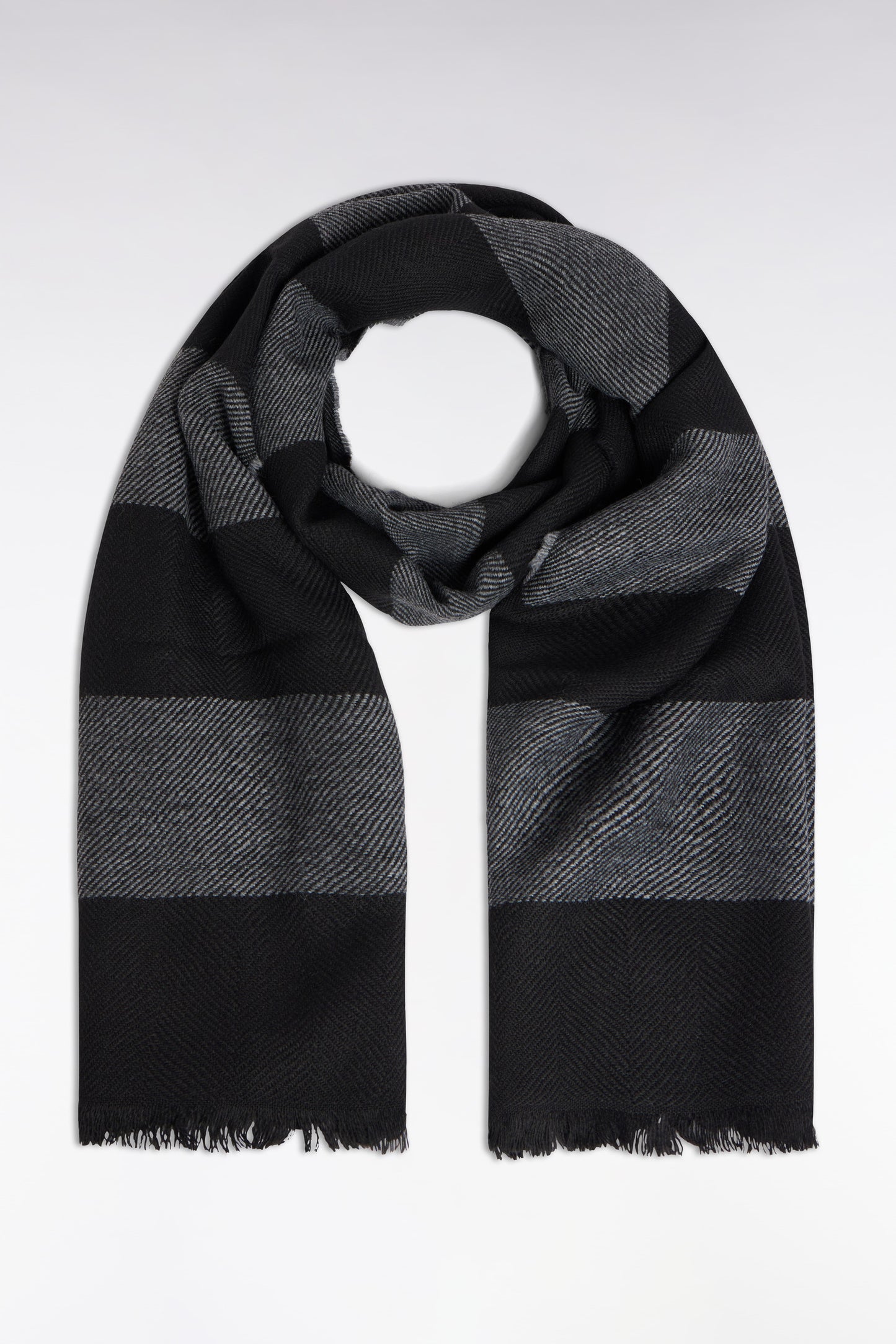 Black wool and alpaca blend scarf