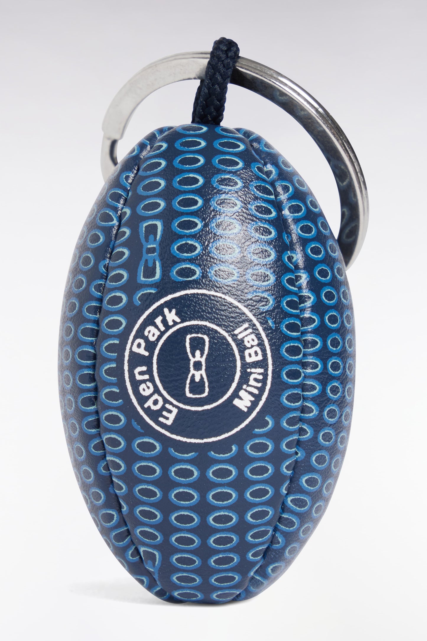 Porte-clés ballon de rugby à micro-motifs marine