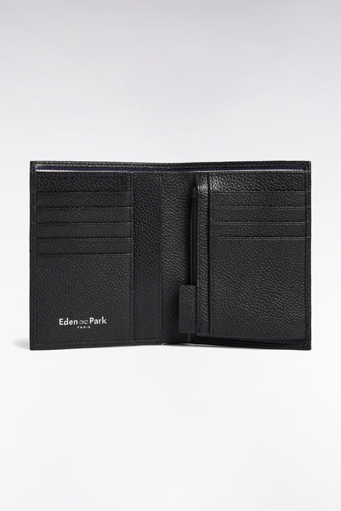 French wallet in black grained leather - Image 1