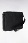 Black grained leather pouch