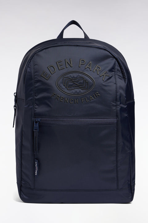 Navy embossed canvas backpack - Image 1