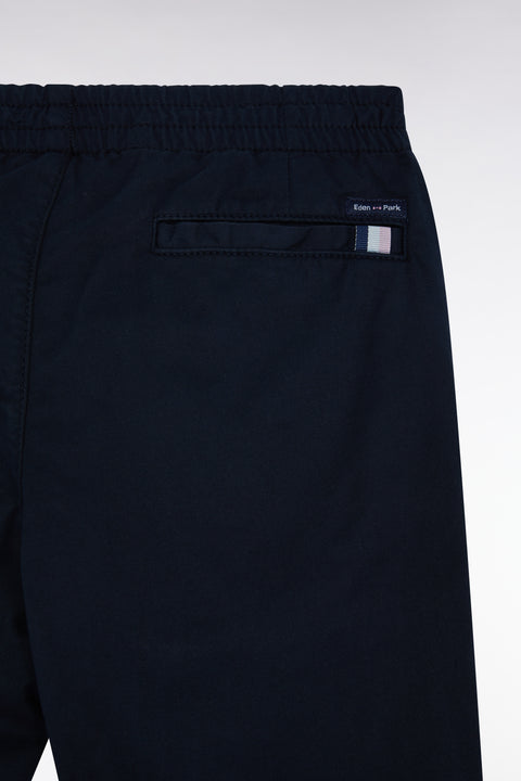 Pleatless chino pants in navy stretch cotton - Image 2