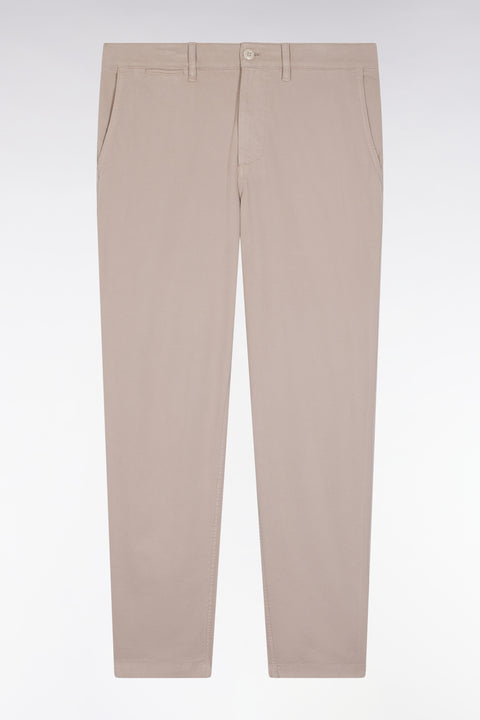 Pleatless chino pants in light beige stretch cotton - Image 2