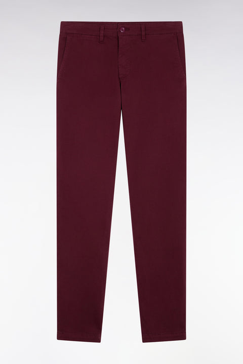 Pleatless chino pants in burgundy stretch cotton - Image 2