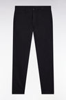 Pleatless chino pants in black stretch piqué cotton