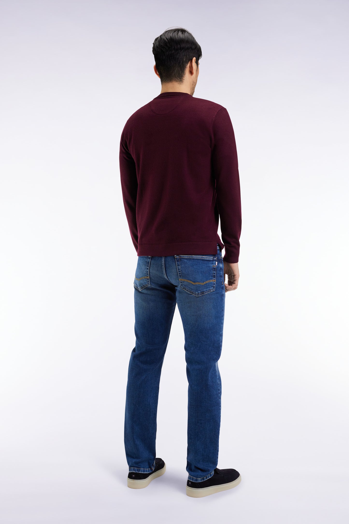 Blue stretch denim 5-pocket regular fit jeans