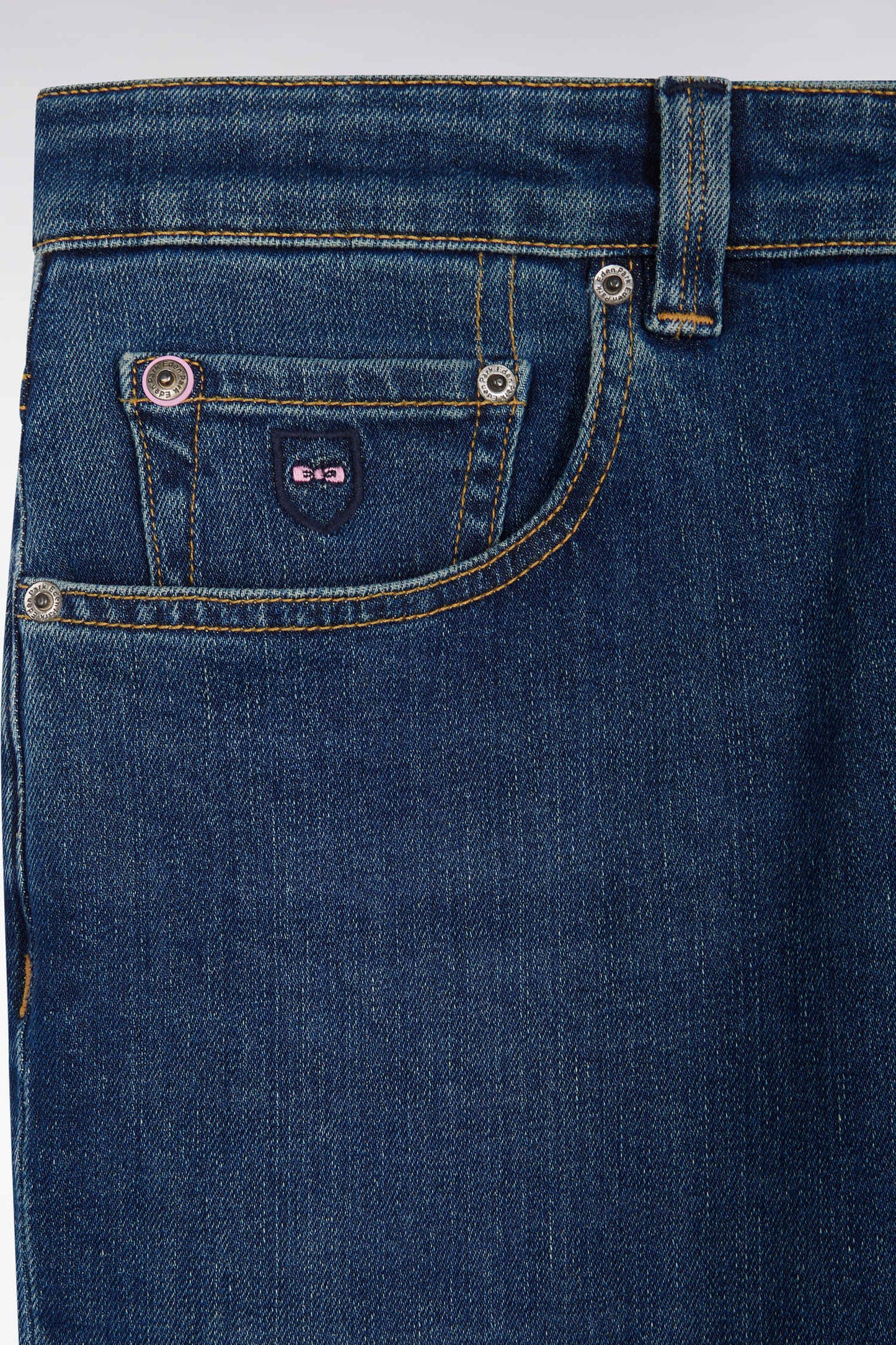 Jean 5 poches en denim stretch de coton Pima bleu coupe Slim