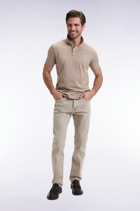 5-pocket jeans in beige stretch cotton - Image 1
