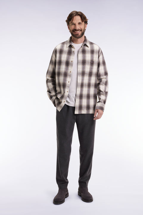 Elastic waistband pants in mottled grey, Modern cut - Image 1