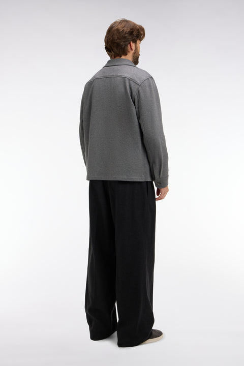 Pantalon large à pinces avec laine et cachemire anthracite - Image 2