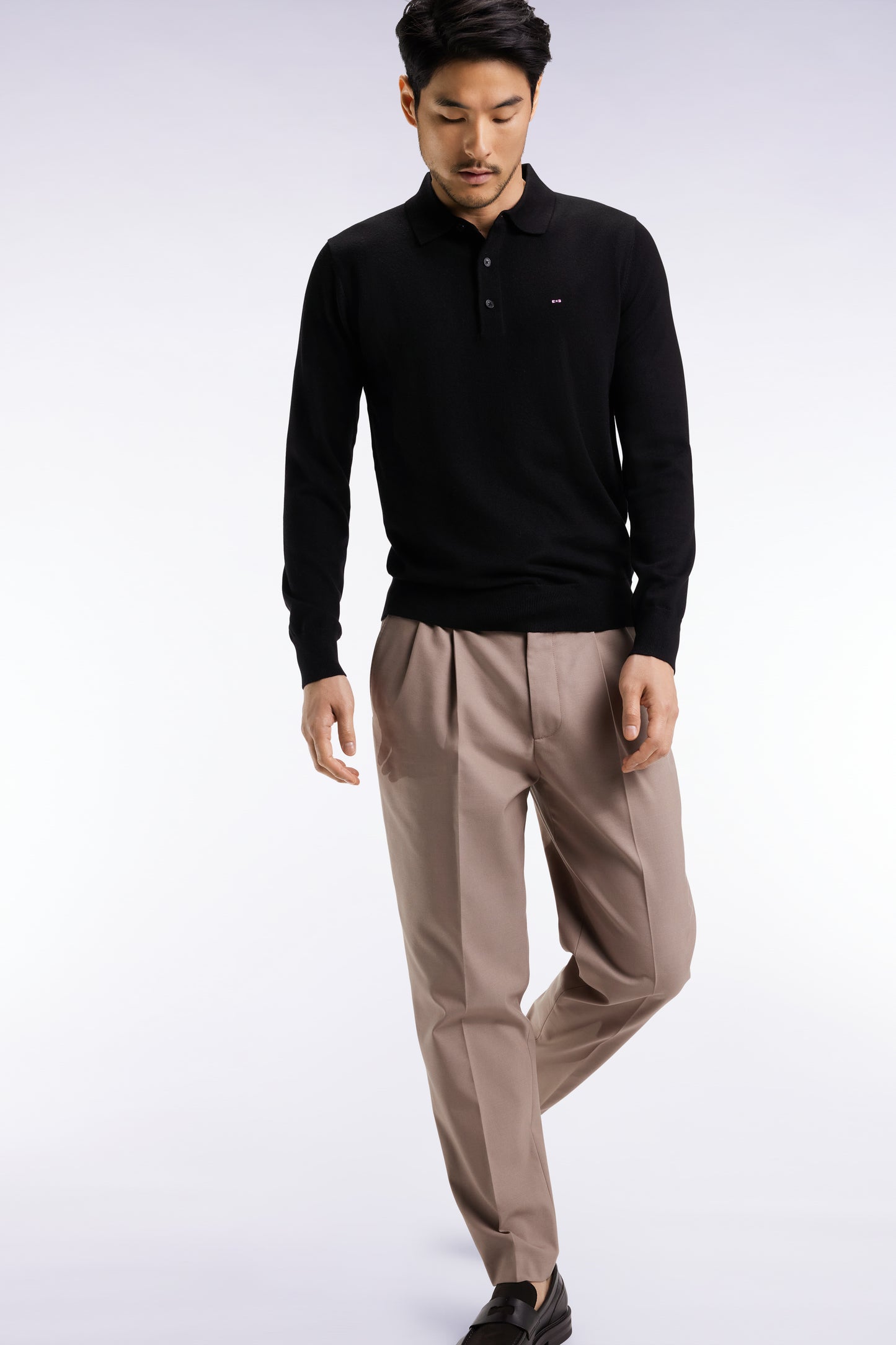 Elastic waistband pants, beige, Modern cut