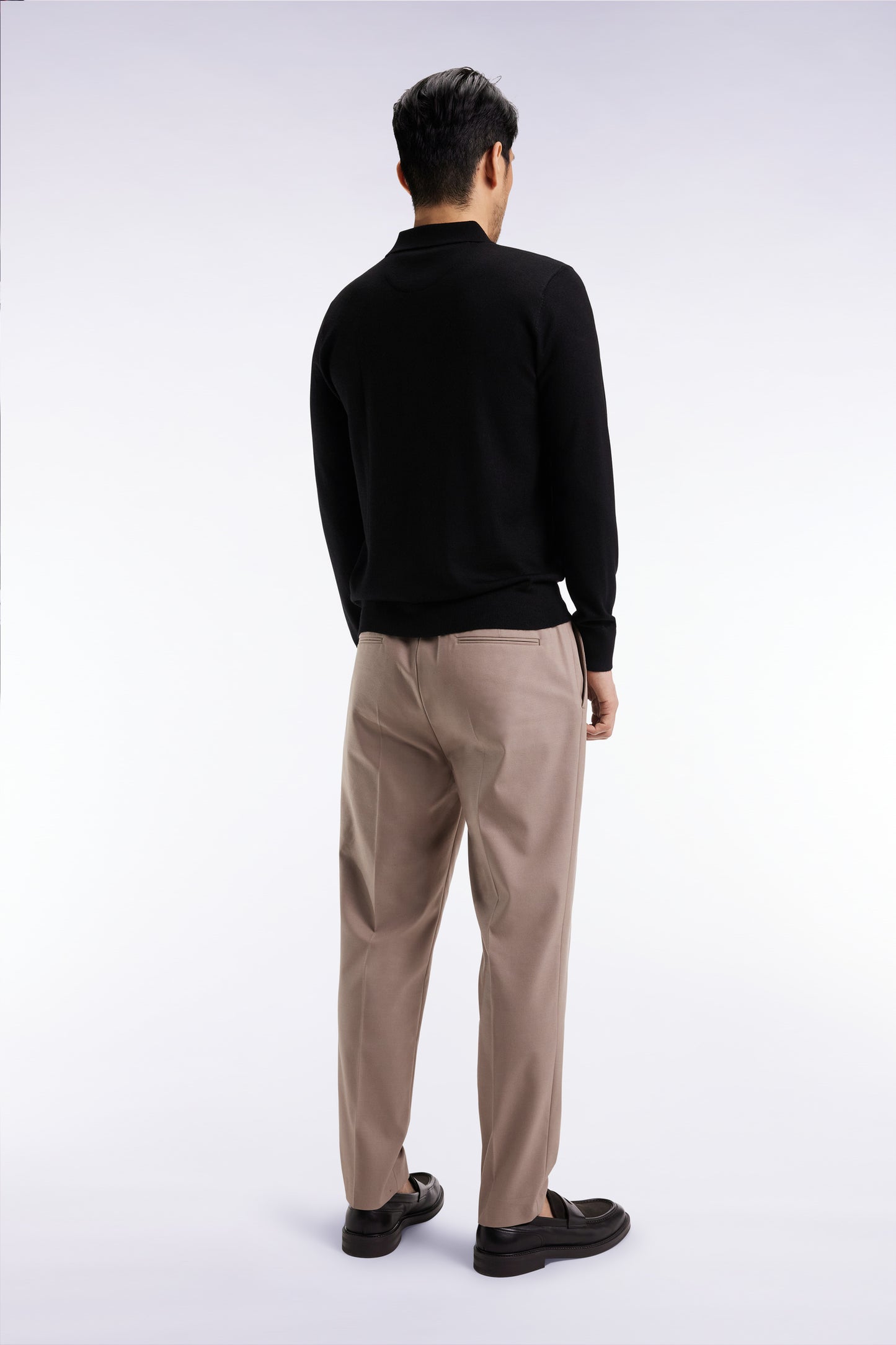 Elastic waistband pants, beige, Modern cut