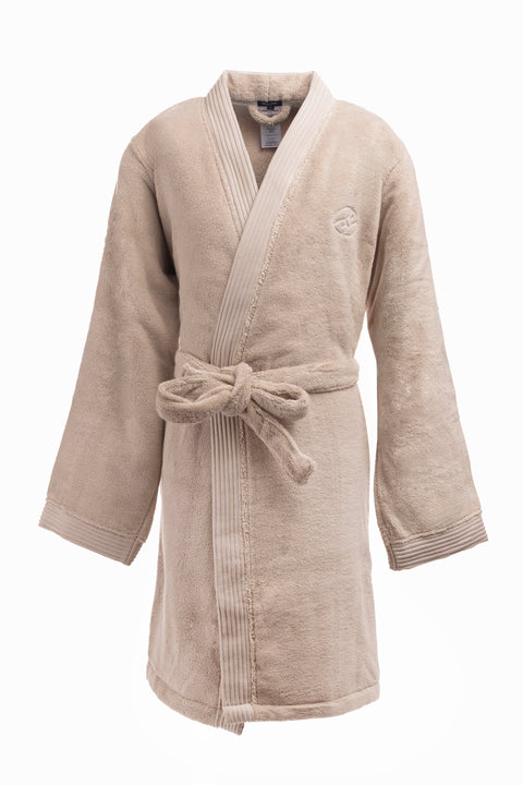 Beige cotton terry bathrobe - Image 1