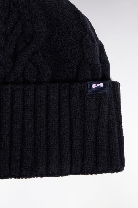 Navy cable knit hat - Image 2
