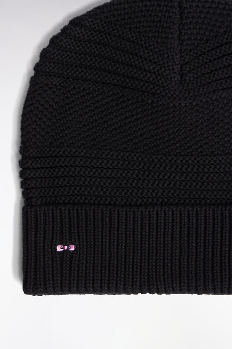 Fancy black cotton knit hat - Image 2