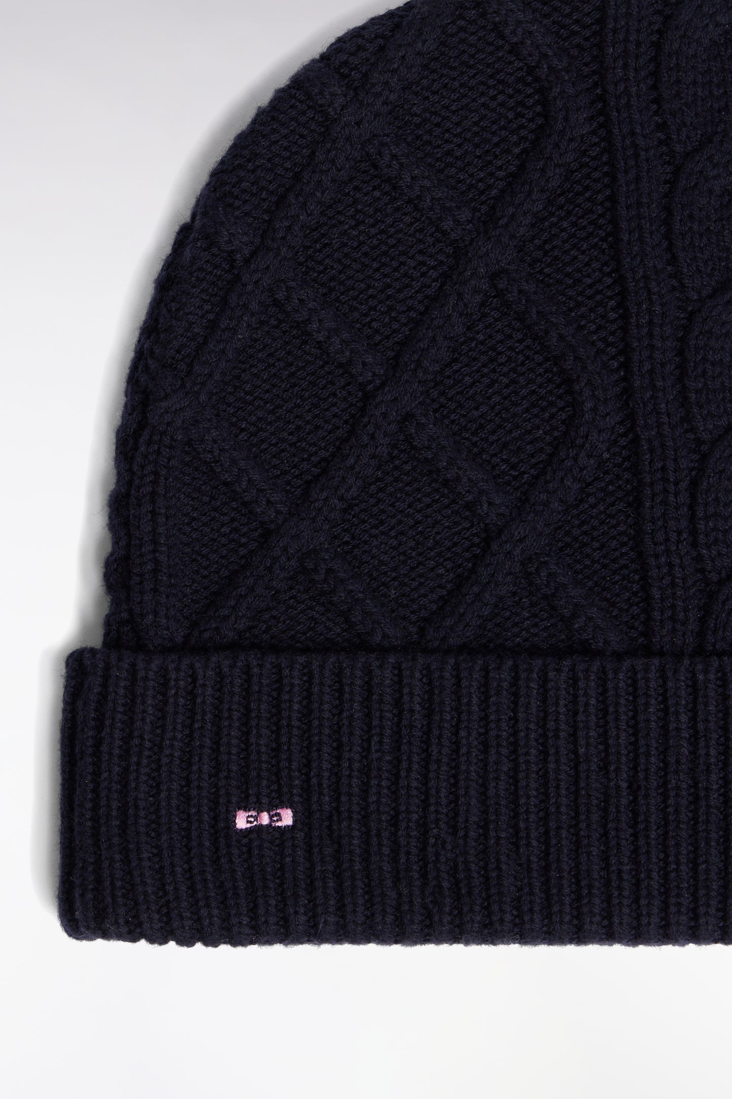 Twisted hat in navy wool and cotton