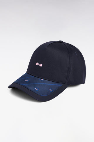 Navy cotton cap with printed peak