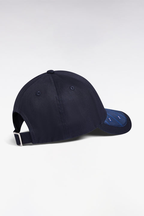 Navy cotton cap with printed peak - Image 2