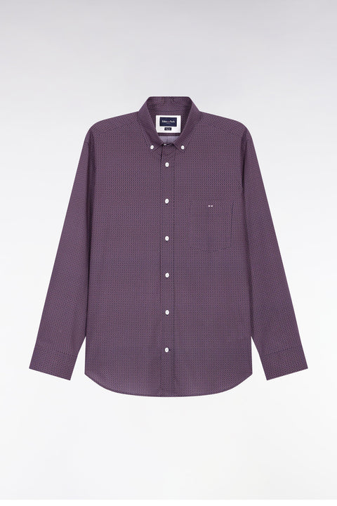 Cotton poplin shirt with navy micropatterns, straight cut - Image 2