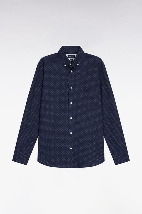Cotton shirt with navy micropatterned bow ties, straight cut - Image 2